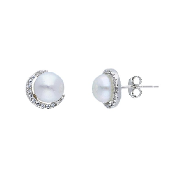 Orecchini lobo in argento 925/ooo zirconia cubicae perla