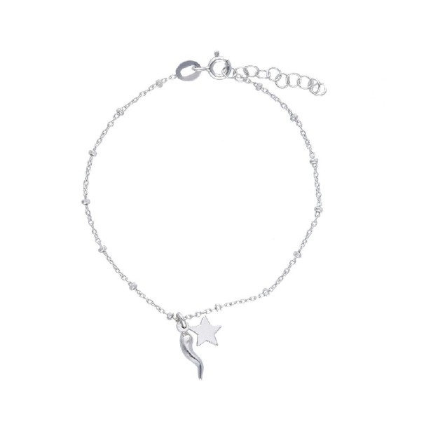Bracciale in argento 925/ooo con corno e stella
