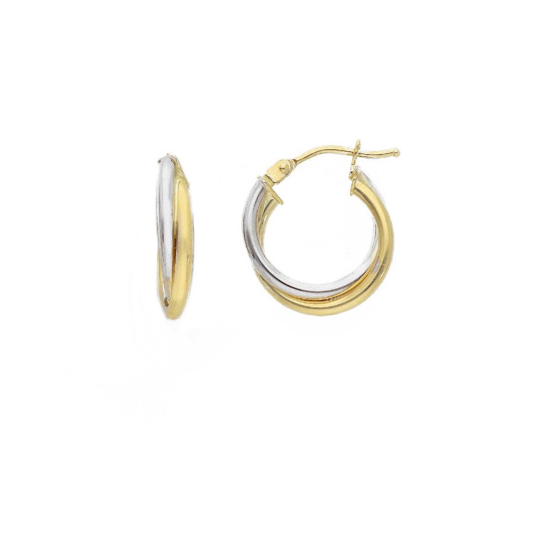 Orecchini cerchio in oro giallo e bianco 750/ooo