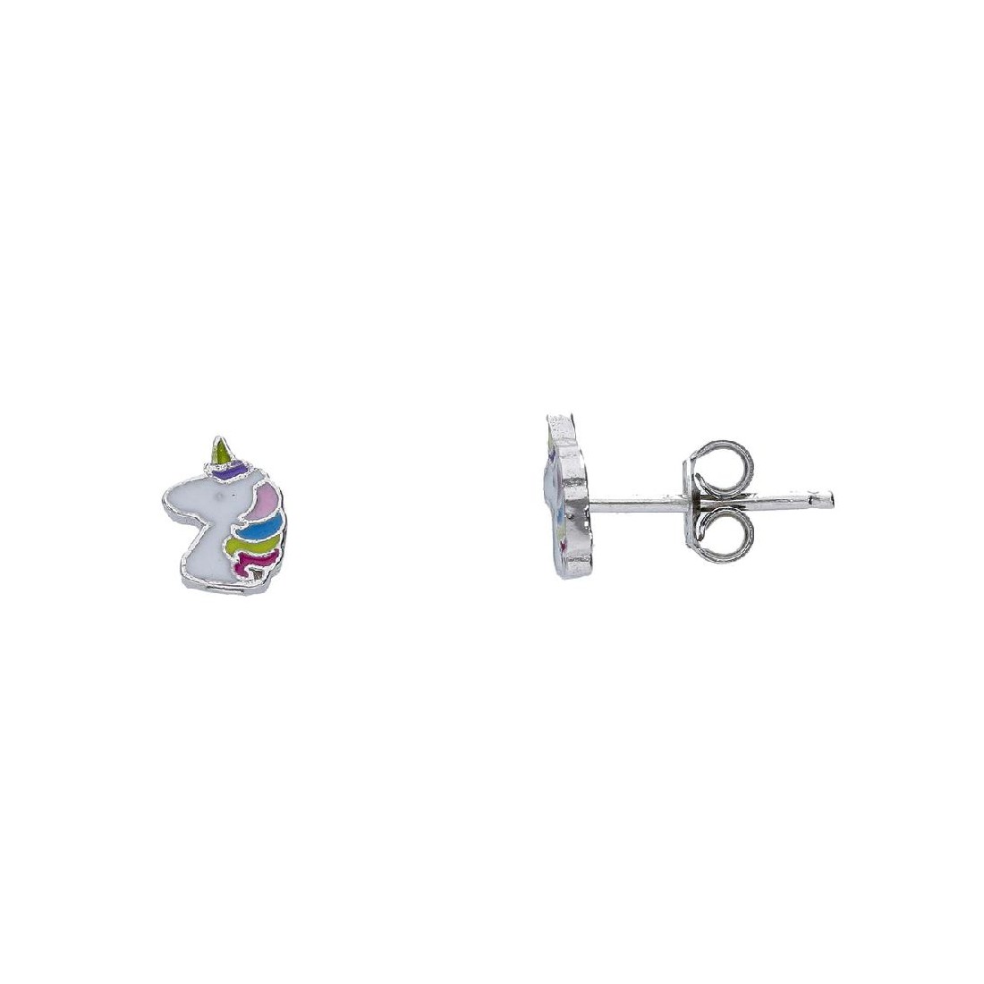 ORECCHINI ARGENTO RODIATO UNICORNO SMALTO