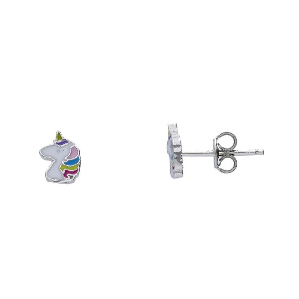 ORECCHINI ARGENTO RODIATO UNICORNO SMALTO