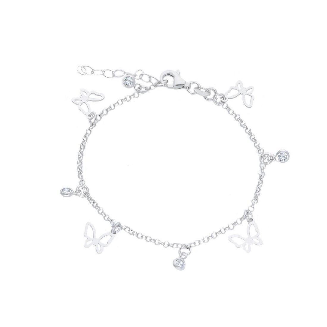 Bracciale in in argento 925/ooo e zirconia cubicacon farfalla