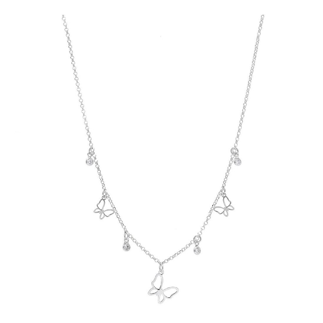 Girocollo in argento 925/ooo e zirconia cubica confarfalla