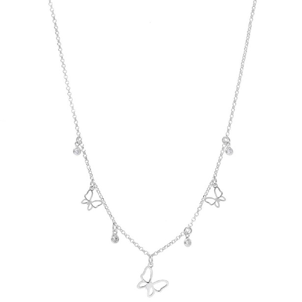 Girocollo in argento 925/ooo e zirconia cubica confarfalla