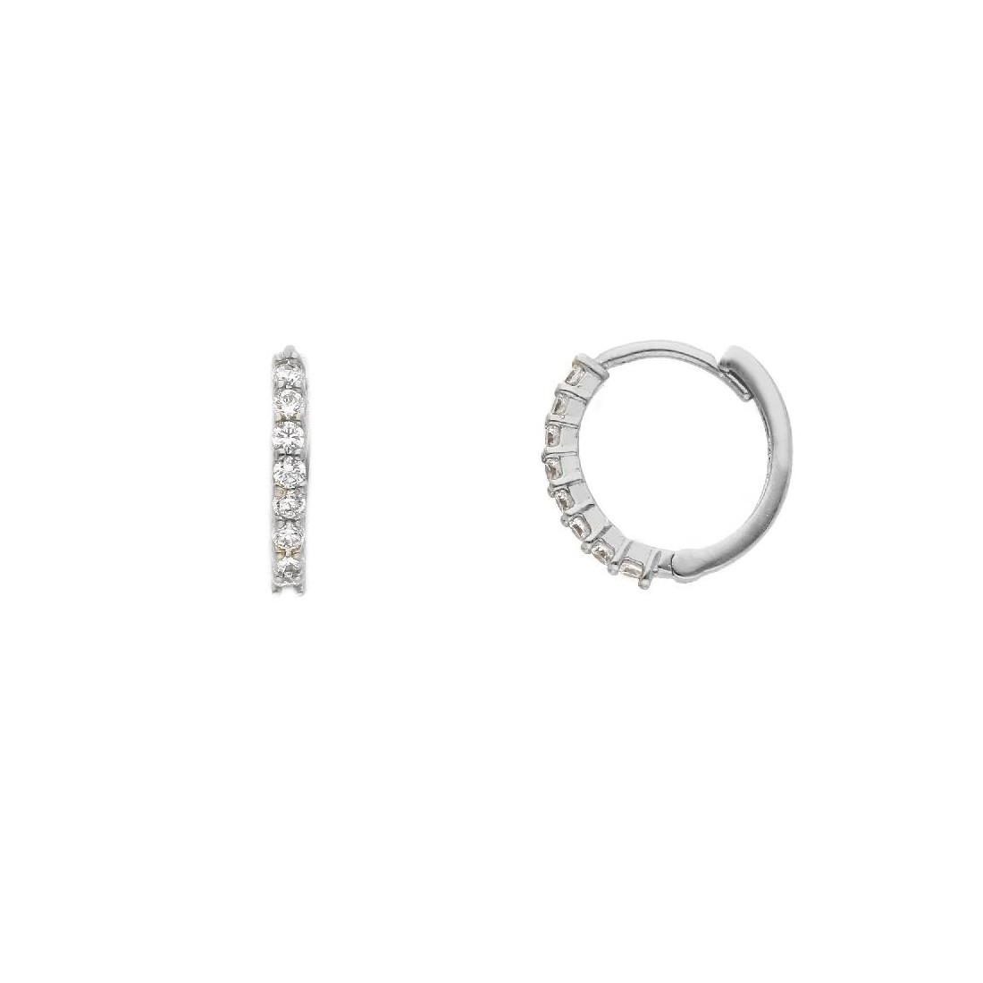 Orecchini cerchio in oro bianco 750/ooo e zirconia cubica