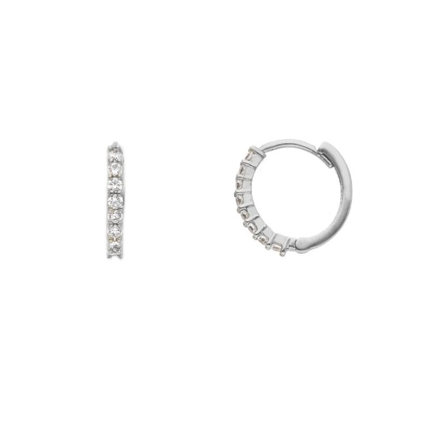 Orecchini cerchio in oro bianco 750/ooo e zirconia cubica