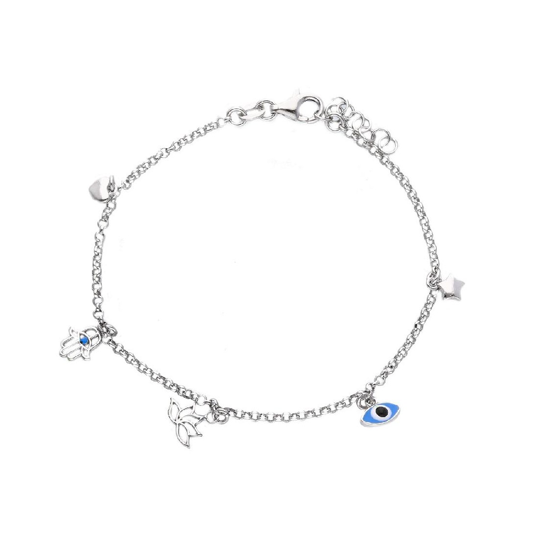 Bracciale in argento 925/ooo e smalto con charms
