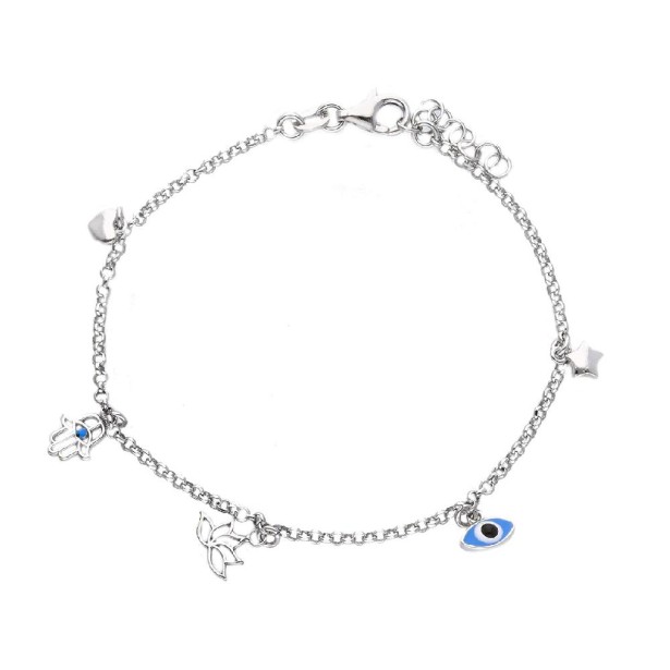 Bracciale in argento 925/ooo e smalto con charms