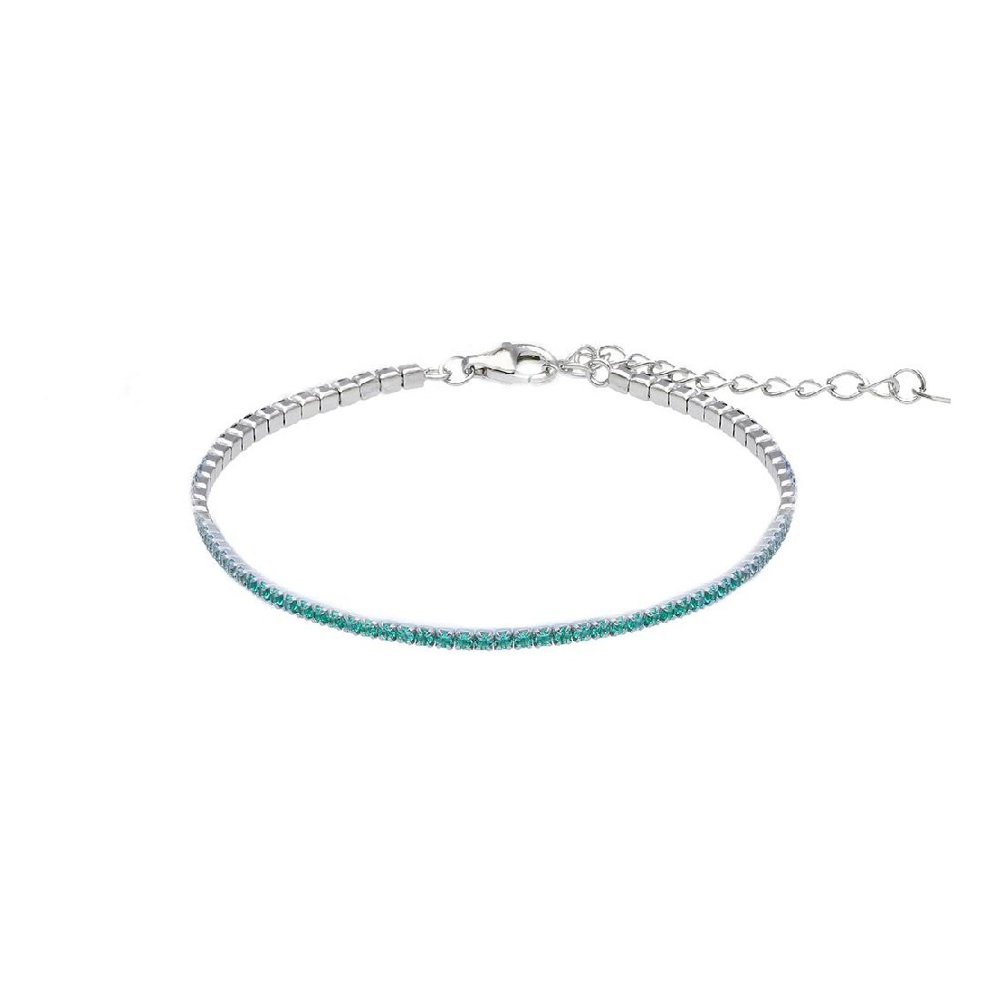 BRACCIALE TENNIS ARGENTO PIETRE VERDI