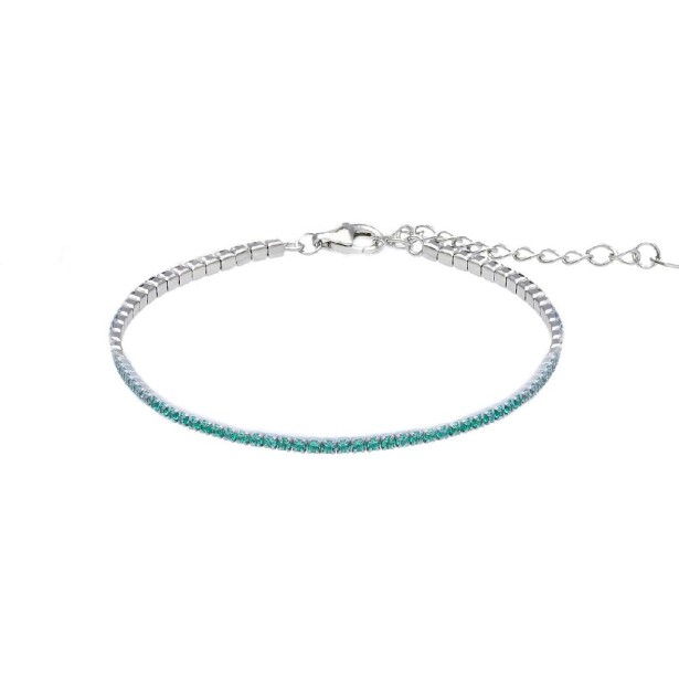 BRACCIALE TENNIS ARGENTO PIETRE VERDI
