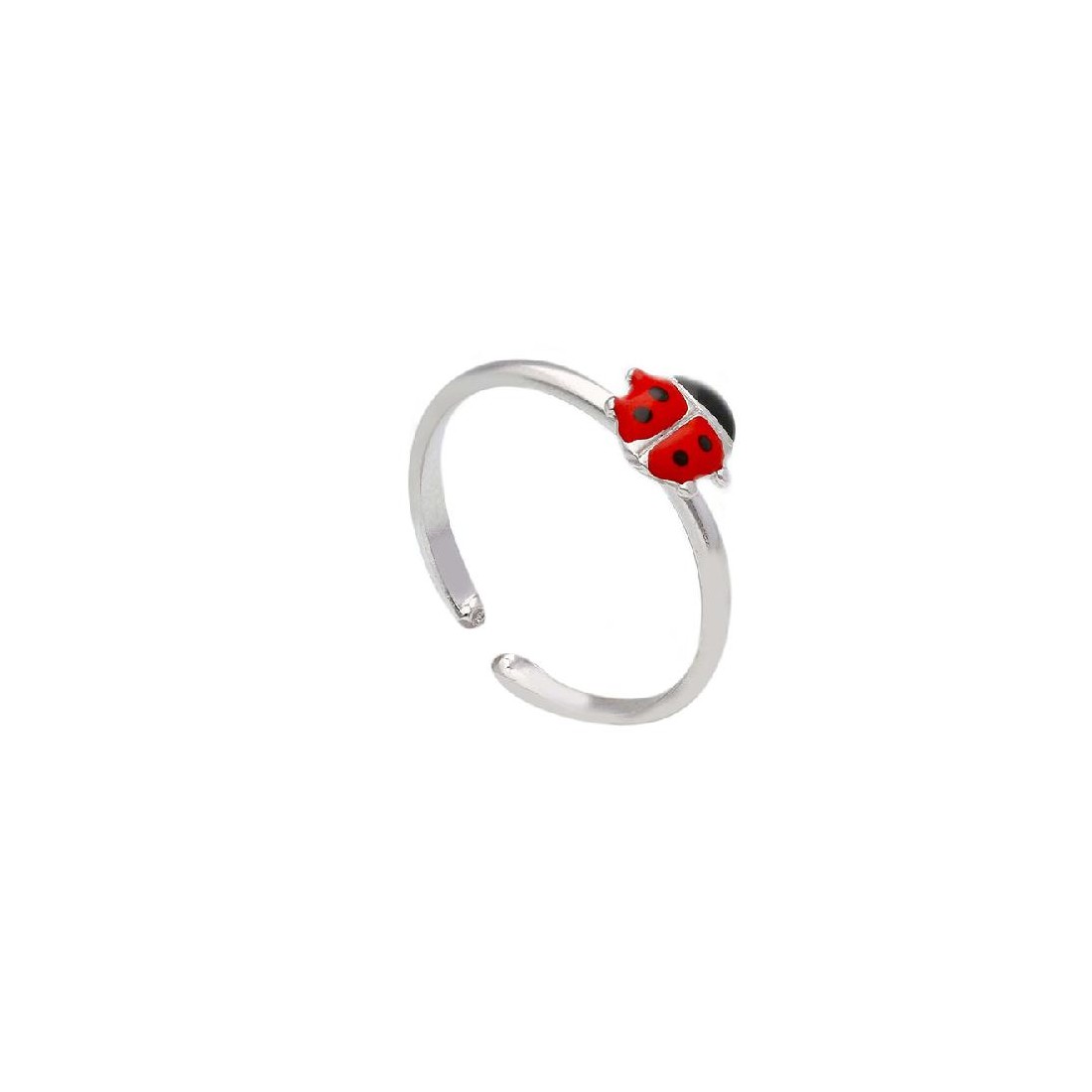Anello in argento 925/ooo e smalto con coccinella