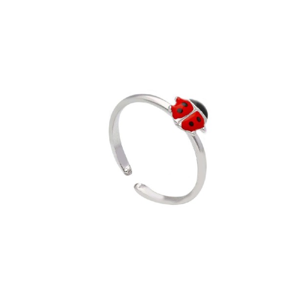Anello in argento 925/ooo e smalto con coccinella