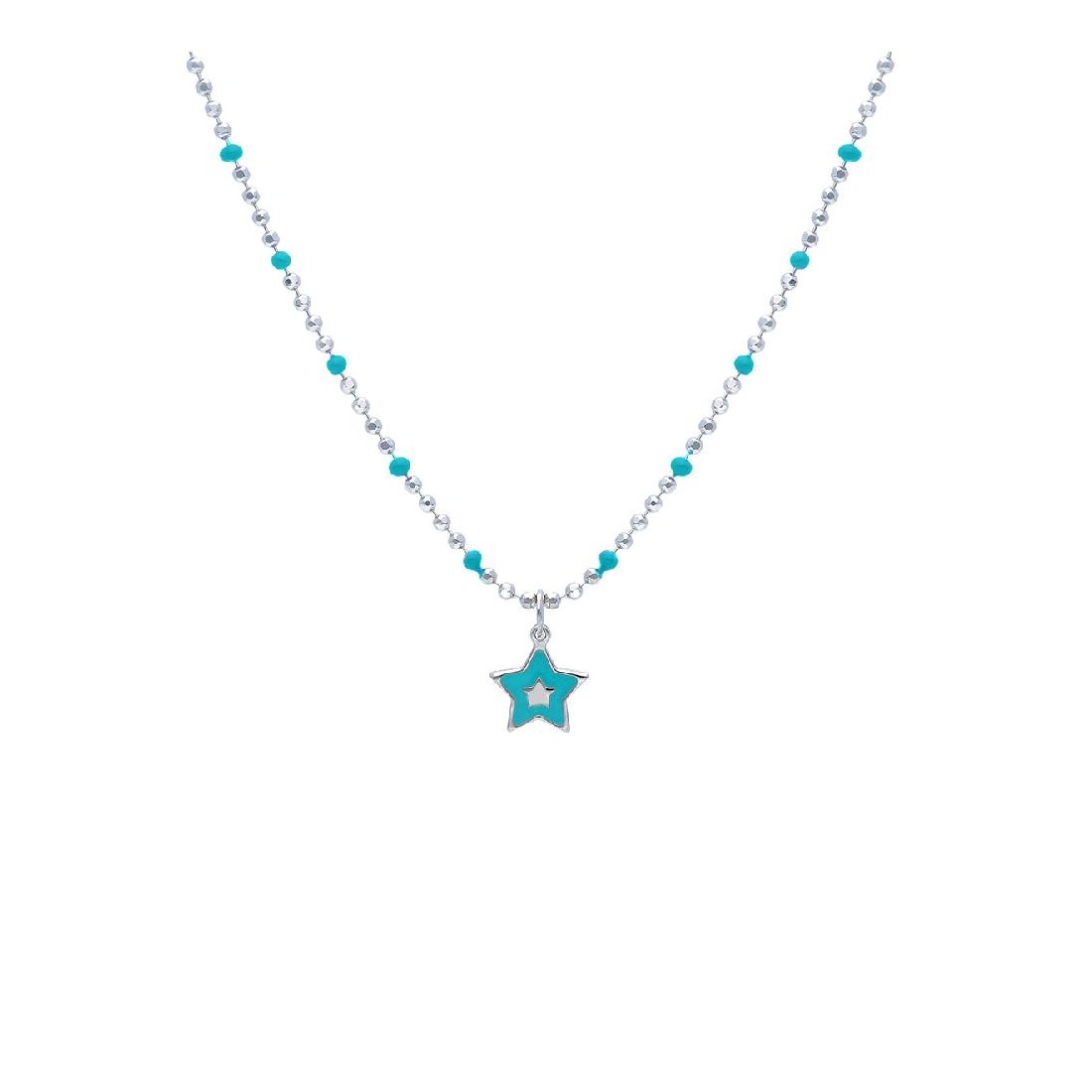 Girocollo in argento 925/ooo e smalto con stella
