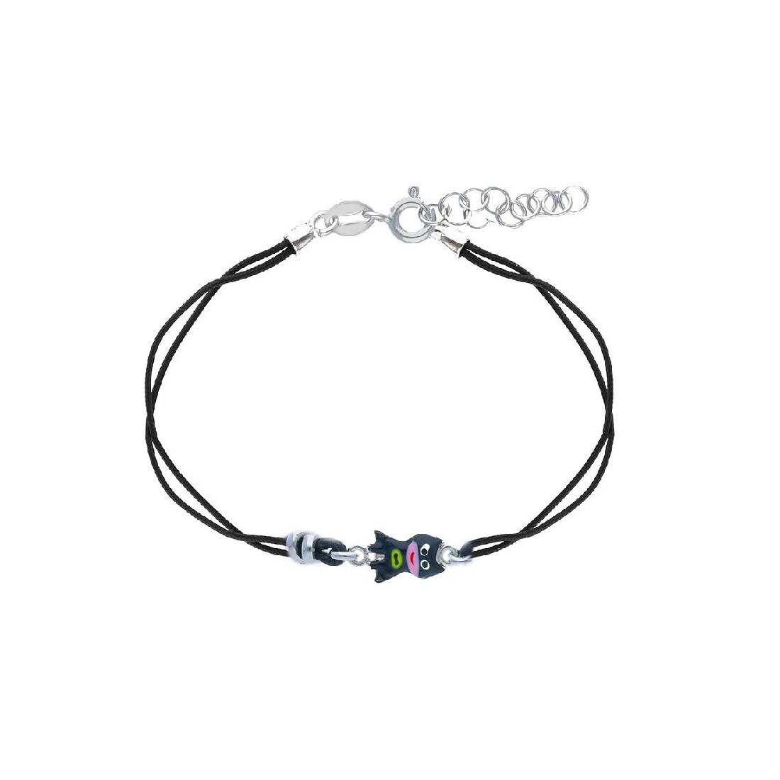 Bracciale con cordino e batman in argento 925/oooe smalto