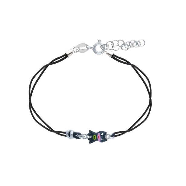Bracciale con cordino e batman in argento 925/oooe smalto