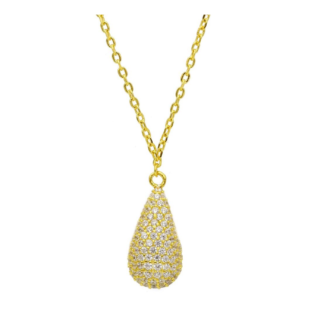 Girocollo in argento dorato 925/ooo e zirconia cubica con goccia