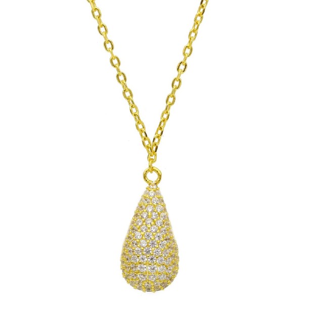 Girocollo in argento dorato 925/ooo e zirconia cubica con goccia
