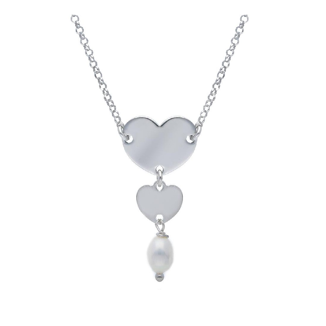 Girocollo in argento 925/ooo e perla con cuore