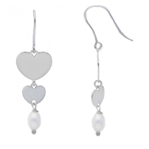 Orecchini pendenti in argento 925/ooo e perla concuore