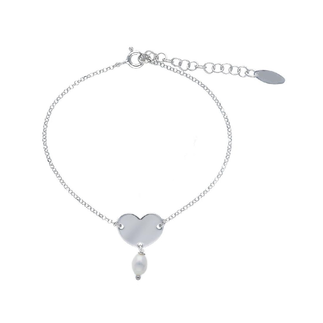 Bracciale in argento 925/ooo e perla con cuore