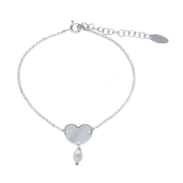 Bracciale in argento 925/ooo e perla con cuore