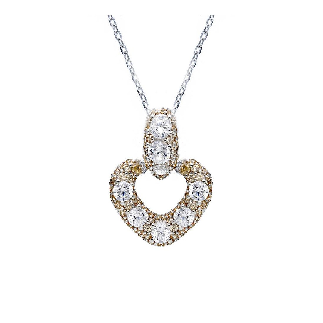 Girocollo in argento 925/ooo zirconia cubica e cristallo artificiale champagne