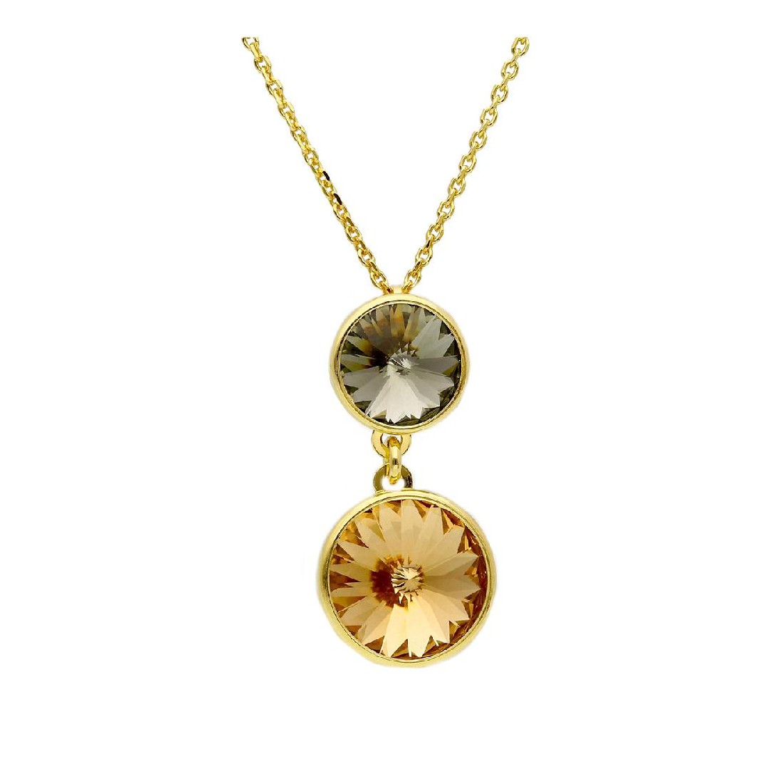 Girocollo in argento dorato 925/ooo e cristallo artificiale multicolor