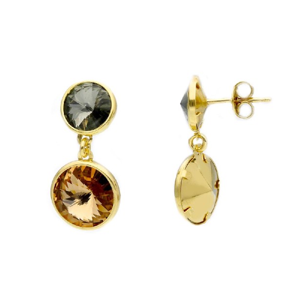 Orecchini pendendi in argento dorato 925/ooo e cristallo artificiale multicolor