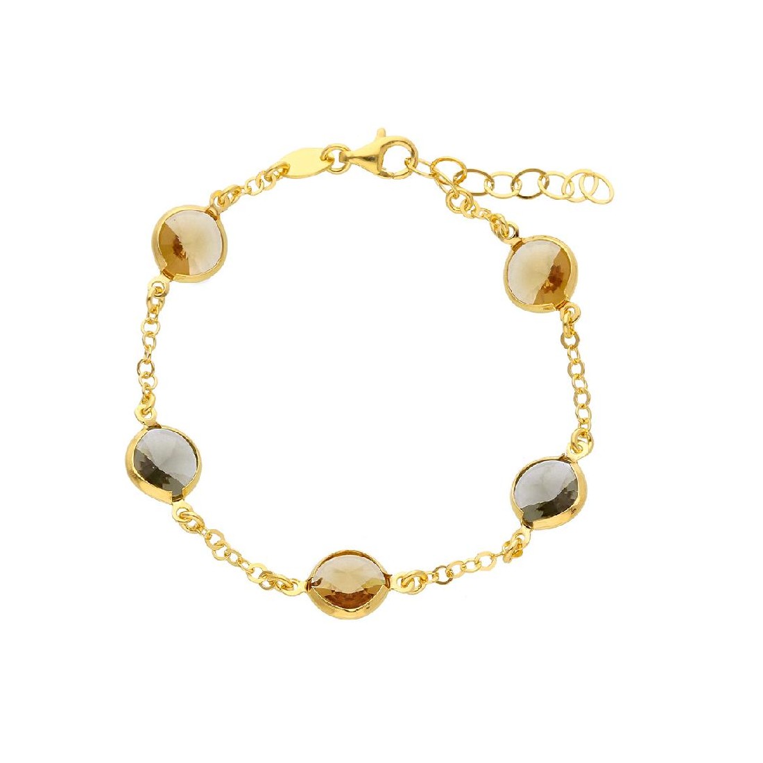 Bracciale in argento dorato 925/ooo e cristallo artificiale multicolor