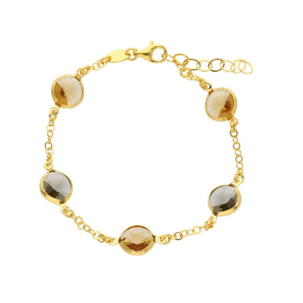 Bracciale in argento dorato 925/ooo e cristallo artificiale multicolor