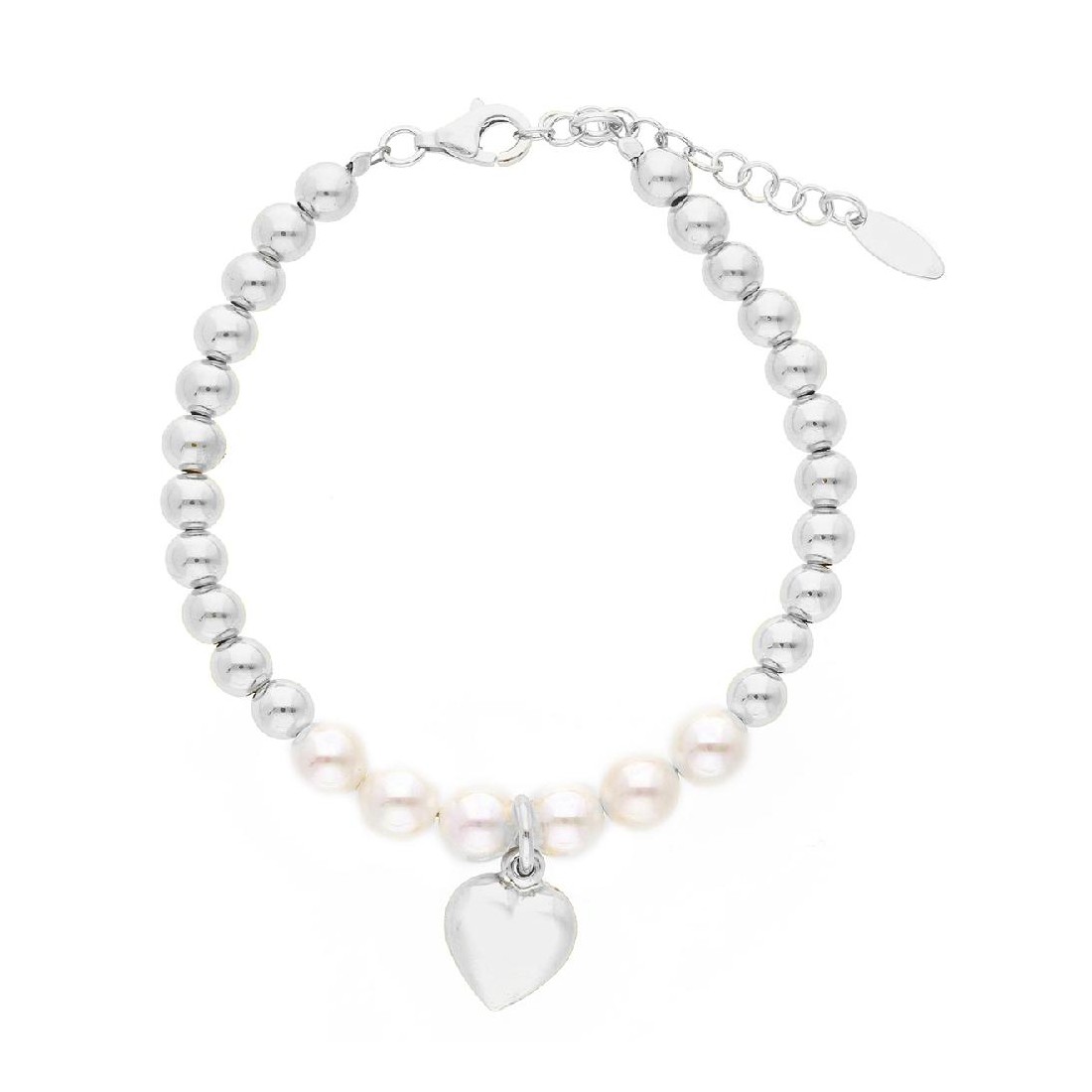 Bracciale in argento 925/ooo e perla con cuore
