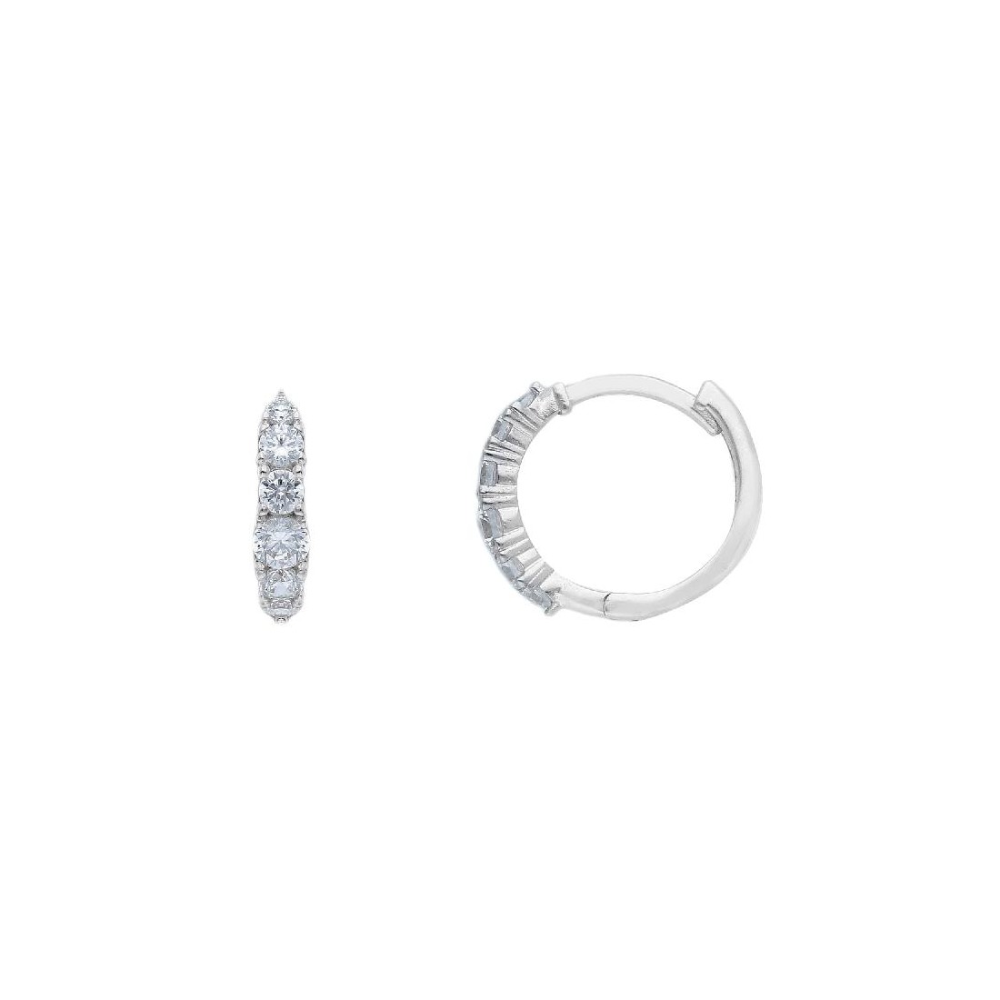 Orecchini cerchio in oro bianco 375/ooo e zirconia cubica