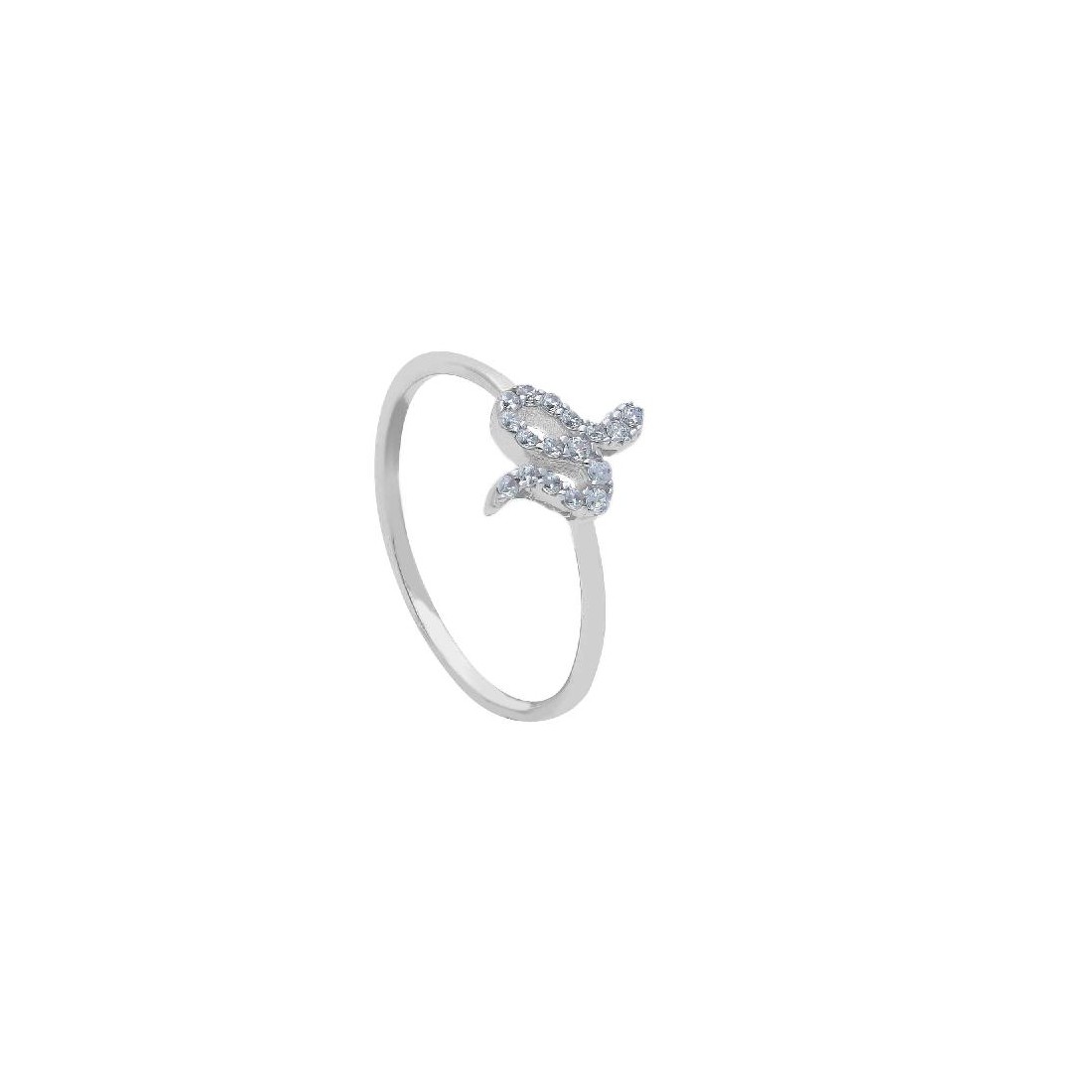 Anello in oro bianco 375/ooo e zirconia cubica con serpente