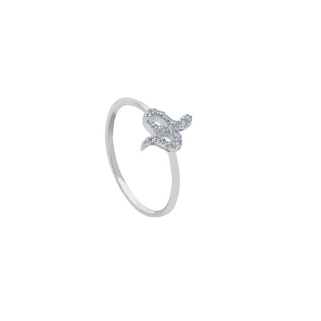 Anello in oro bianco 375/ooo e zirconia cubica con serpente