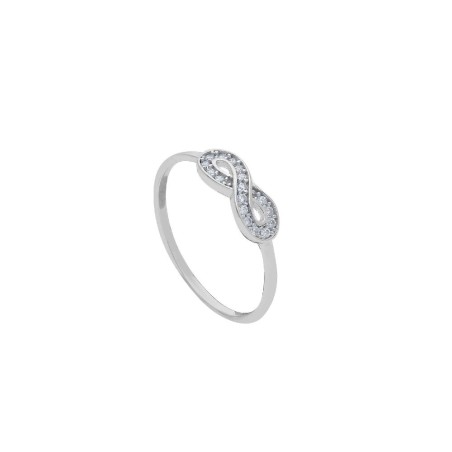 Anello in oro bianco 375/ooo e zirconia cubica con infinito