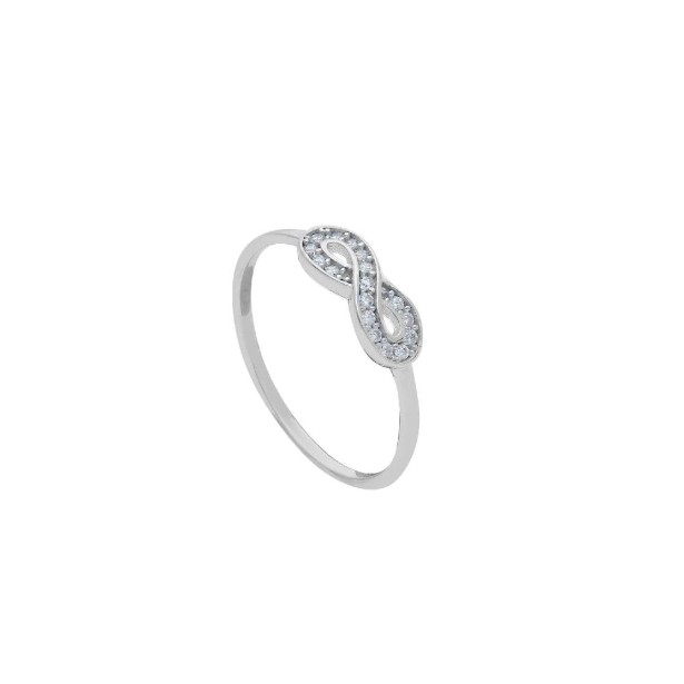 Anello in oro bianco 375/ooo e zirconia cubica con infinito
