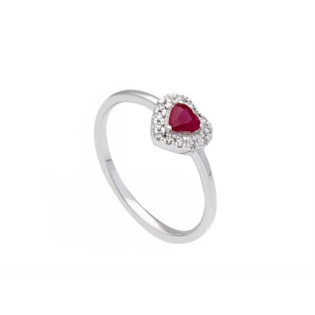 Anello in oro bianco 750/°°° diamante e rubino con