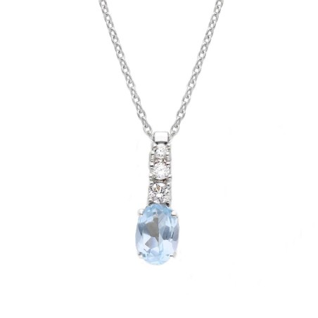 Girocollo in oro bianco 375/°°° con topazio azzurro e diamante lab-grown