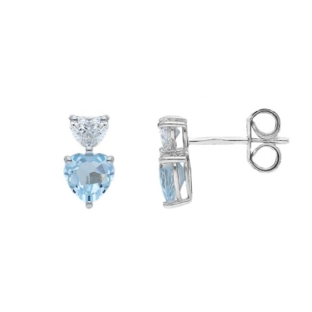 Orecchini in oro bianco 375/ooo con topazio azzurro e diamante lab-grown