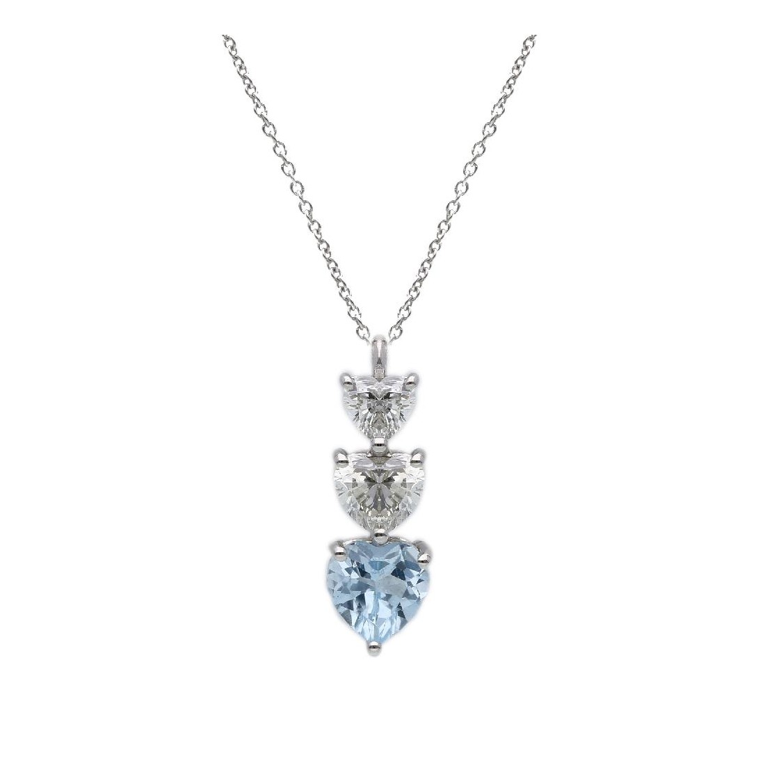Girocollo in oro bianco 375/ooo con diamante lab-grown e topazio azzurro