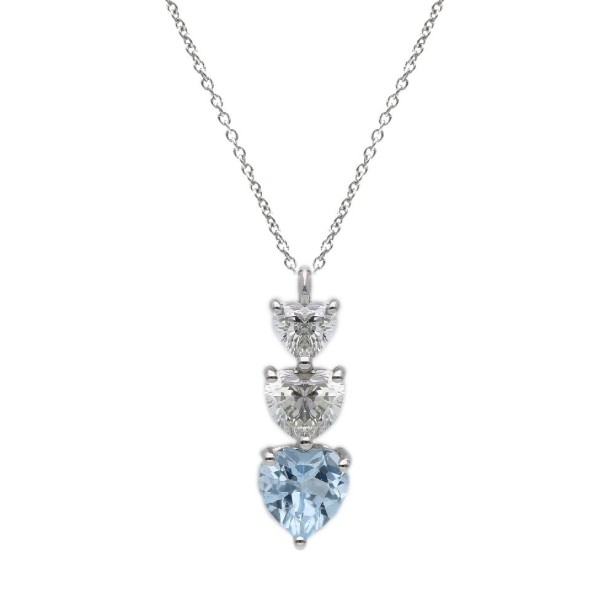 Girocollo in oro bianco 375/ooo con diamante lab-grown e topazio azzurro