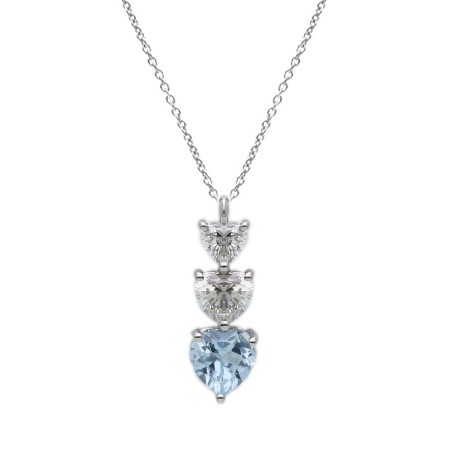 Girocollo in oro bianco 375/ooo con diamante lab-grown e topazio azzurro