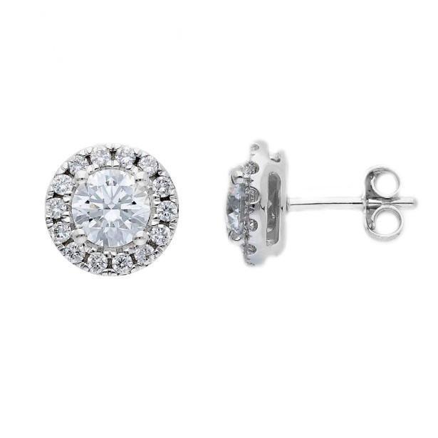 Orecchini lobo in oro bianco 375/°°° con diamante lab-grown