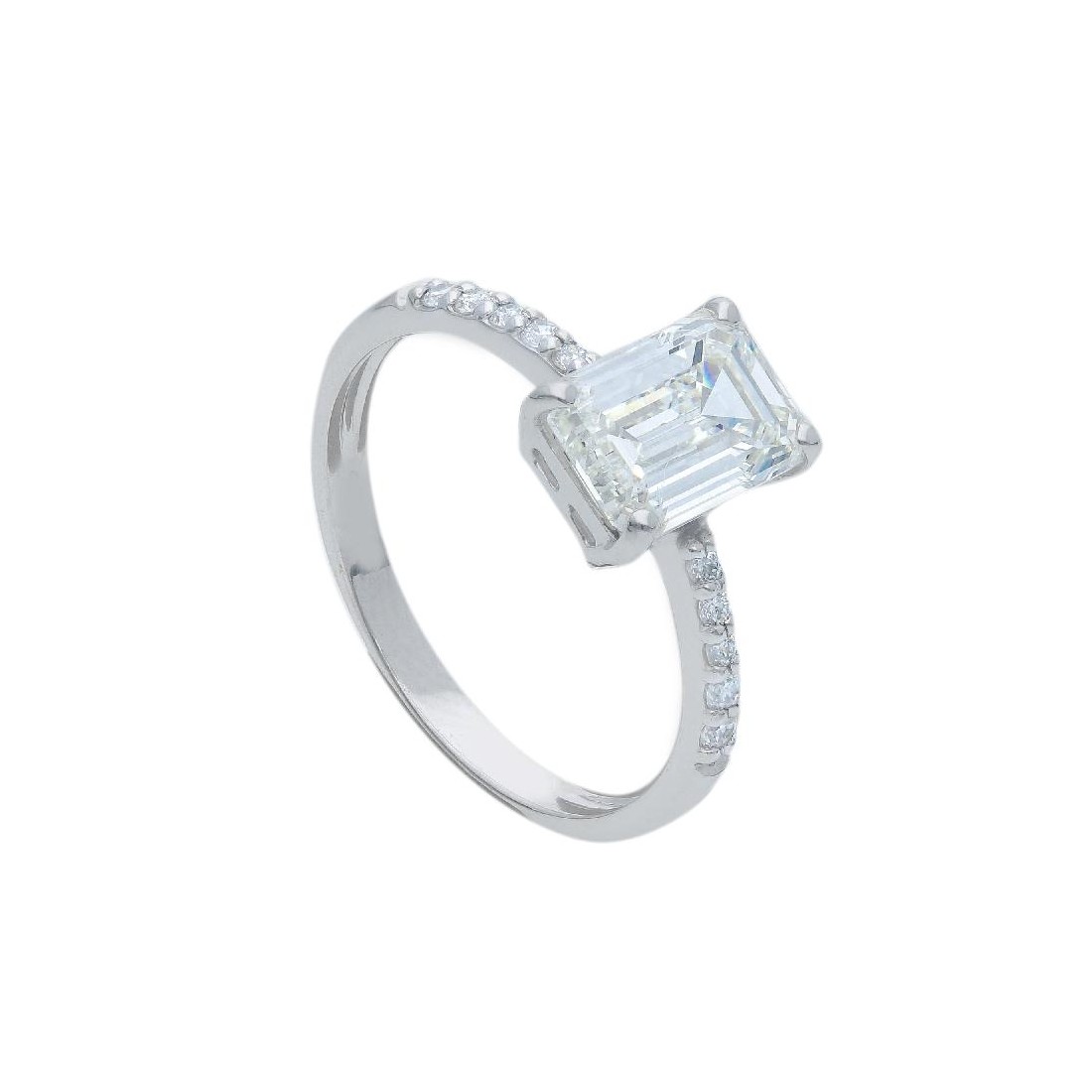 Anello in oro bianco 375/°°° con diamante lab-grown