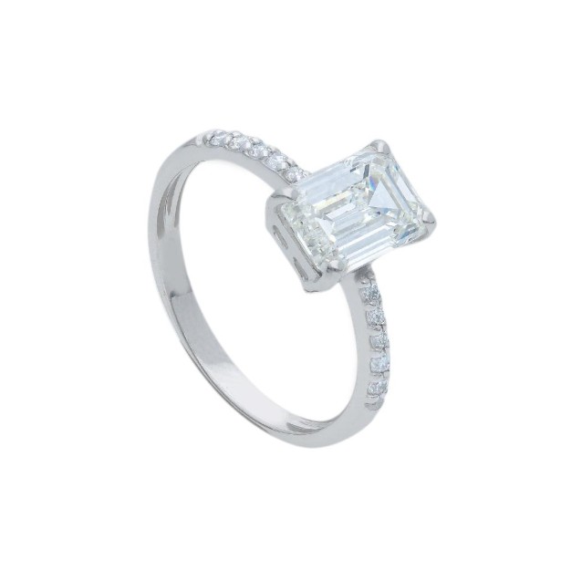 Anello in oro bianco 375/°°° con diamante lab-grown