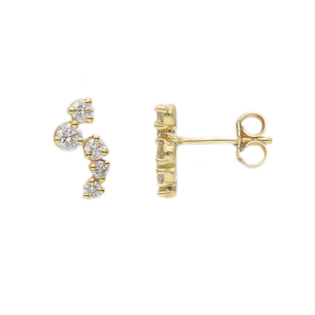 Orecchini lobo in oro giallo 375/°°° con diamante lab-grown