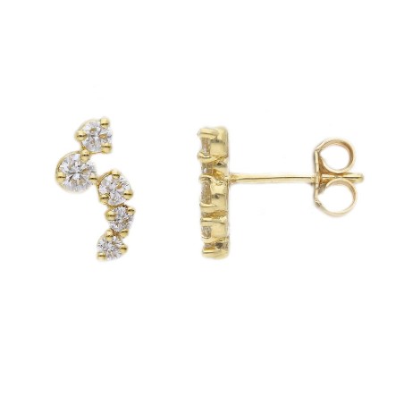 Orecchini lobo in oro giallo 375/°°° con diamante lab-grown