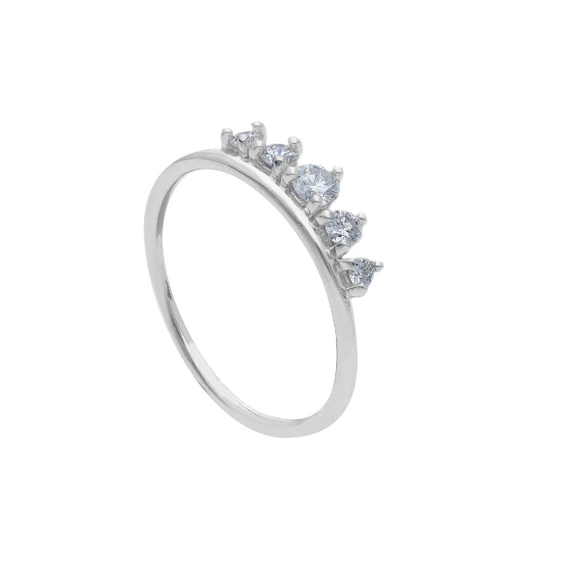 Anello in oro bianco 375/°°° con diamante lab-grown