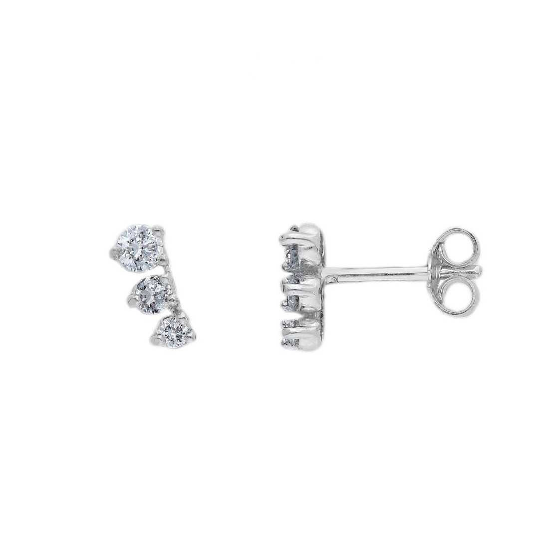 Orecchini lobo in oro bianco 375/°°° con diamante lab-grown