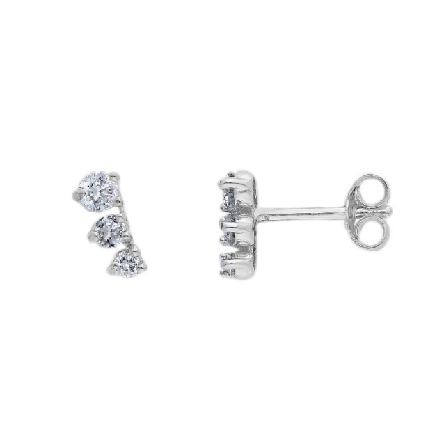 Orecchini lobo in oro bianco 375/°°° con diamante lab-grown